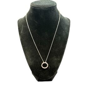 Avon pink circle  Silvertone  Necklace with Circular Pendant NIB vintage 2006